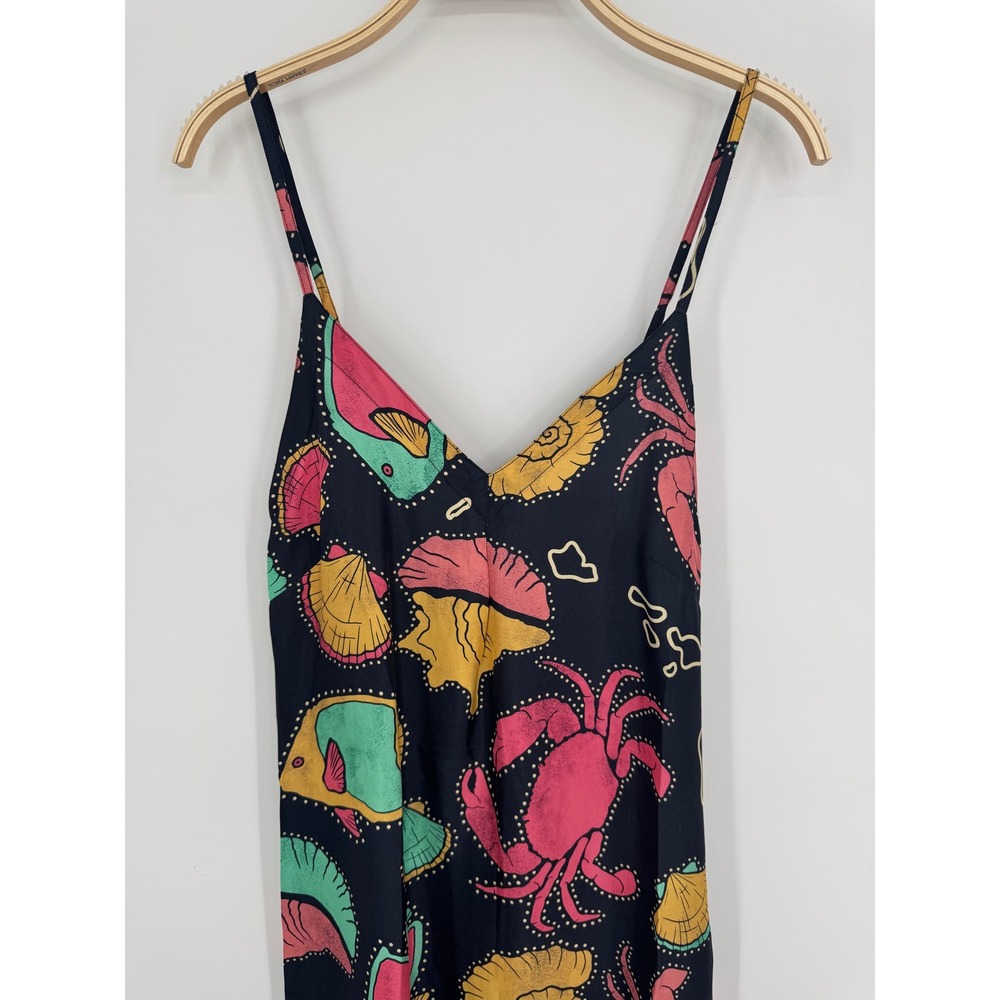 Kenny Flowers Silk Midi Dress XS Blue Sea Life Coastal Nautical Tropical NWT - Picture 4 of 11